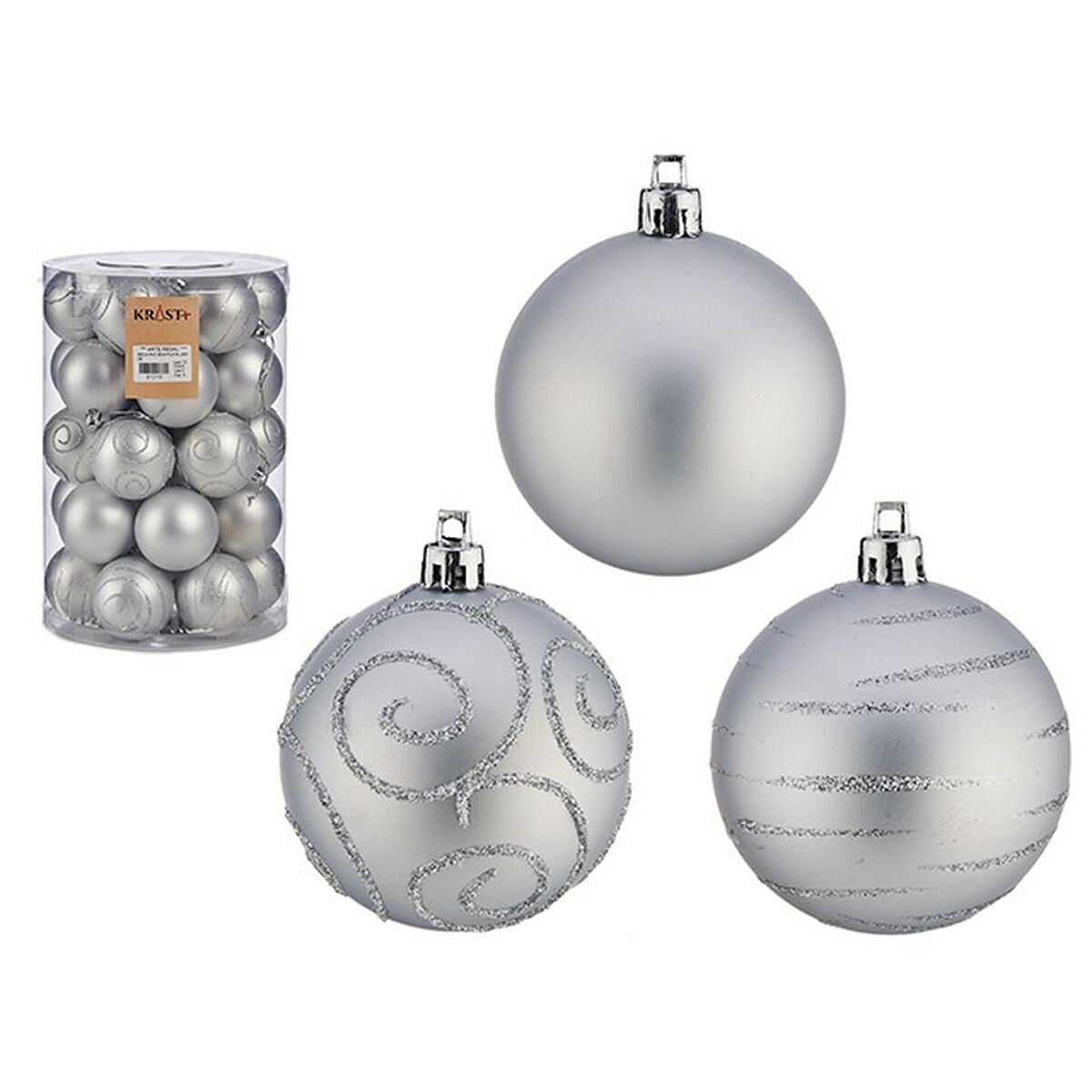 Set di palline di Natale Argentato PVC Ø 6 cm (4 Unità) 3 S3631467_1