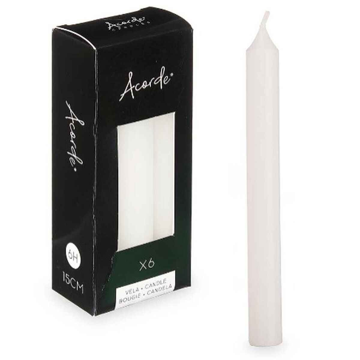 Set di Candele Acorde 123-A-AR Bianco 2 x 2 x 15 cm (12 Unità) 5 S3631564_3