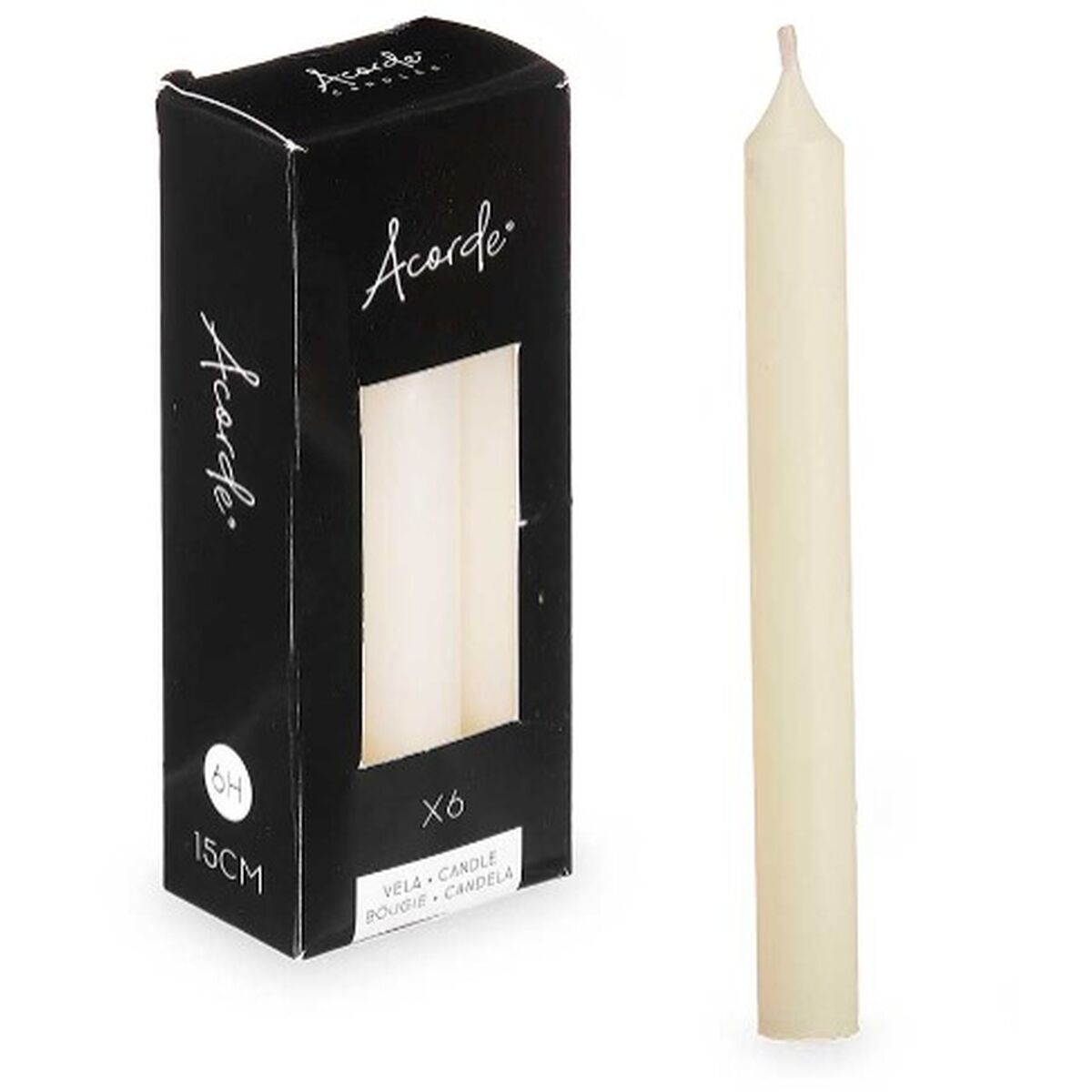 Set di Candele Acorde 123-B-AR Crema 2 x 2 x 15 cm (12 Unità) 5 S3631566_3