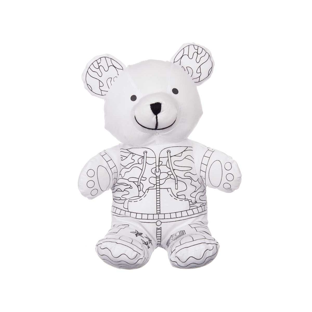 Peluche da Colorare Pincello ST339 Bianco Nero Stoffa 17 x 21 x 12 cm Orso (8 Unità) 3 S3632471_1
