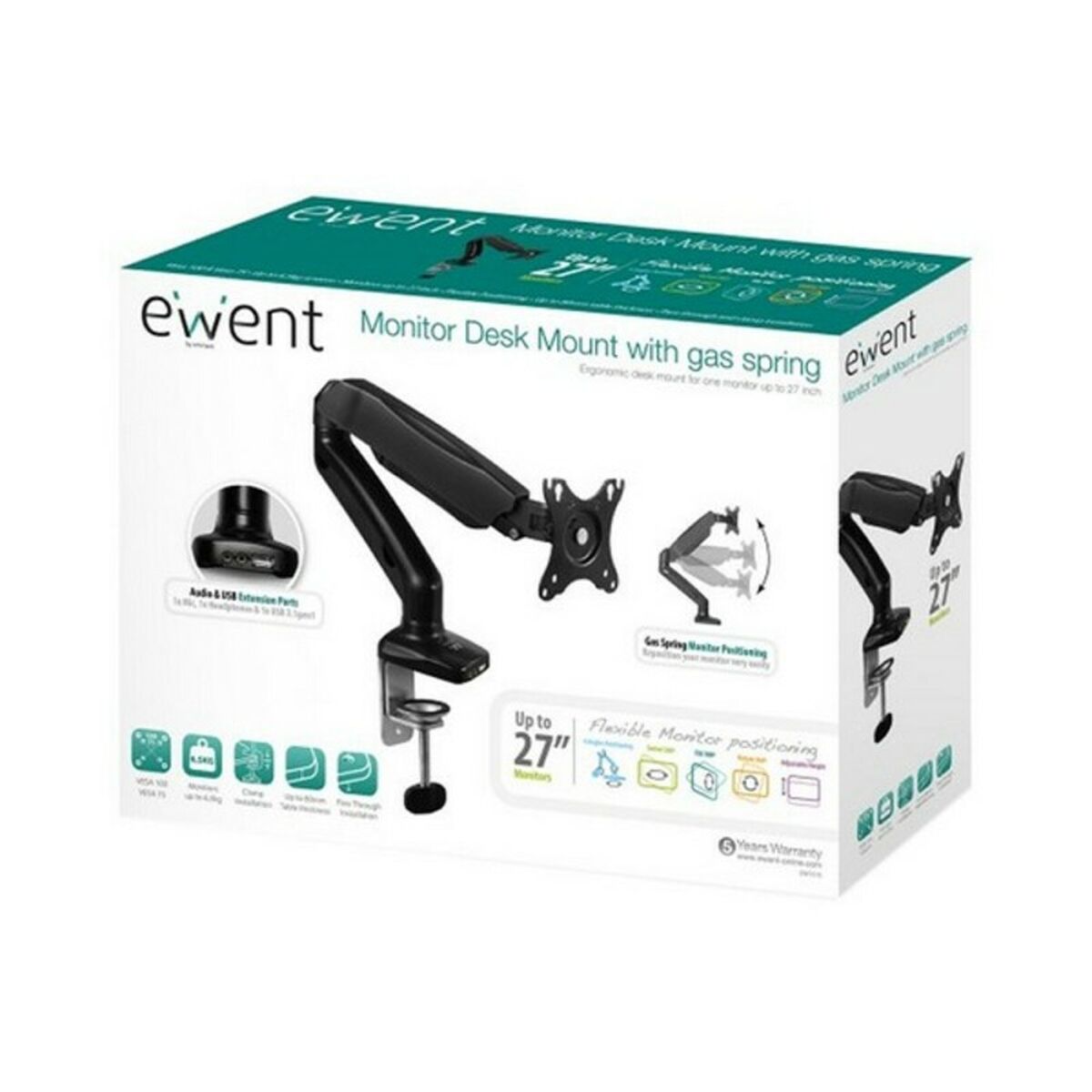 Supporto TV da Scrivania Ewent EW1515 13"-27" 9 kg 2 S0222387_0