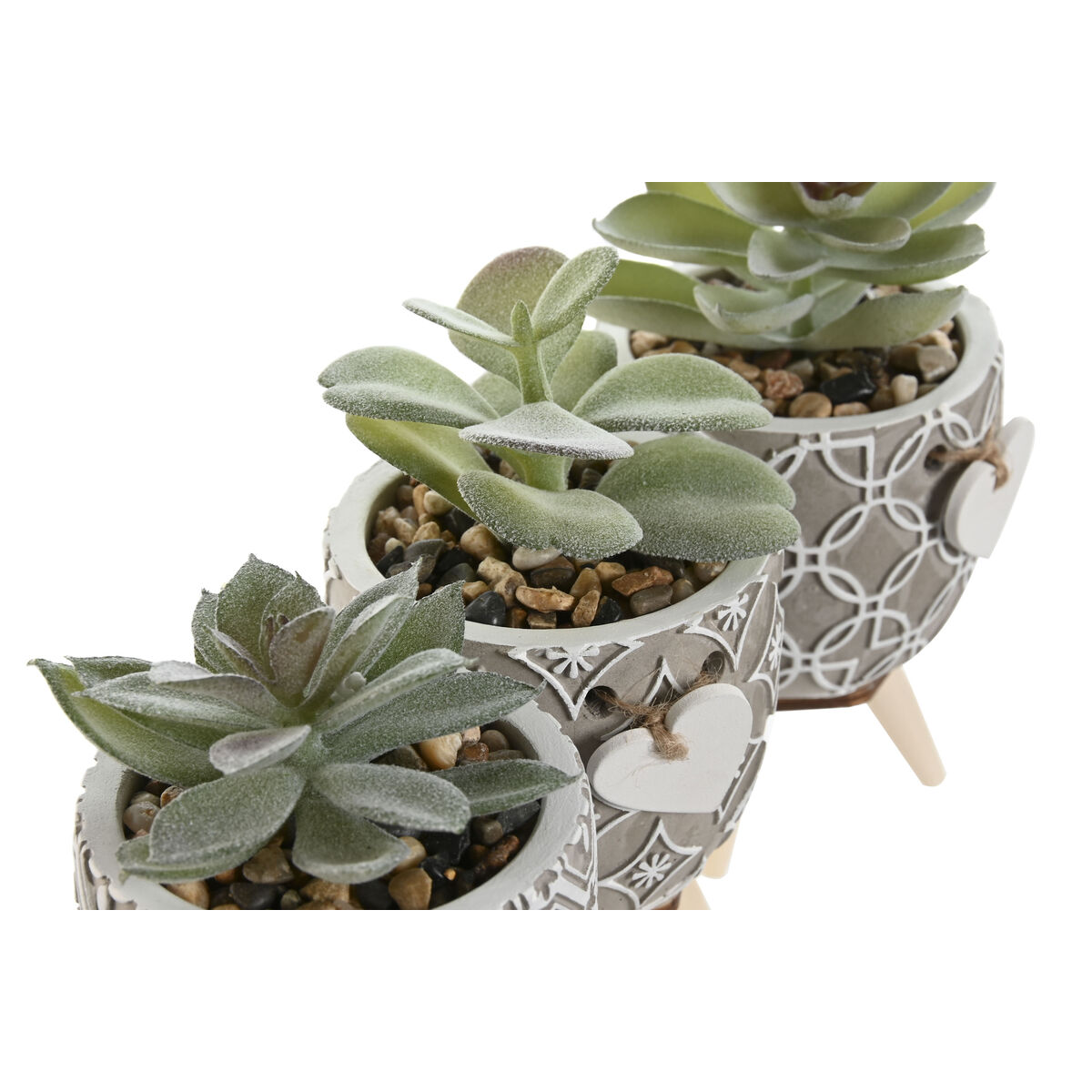 Pianta Decorativa Home ESPRIT Polietilene Cemento 9,5 x 9,5 x 12 cm (3 Unità) 4 S3056190_2