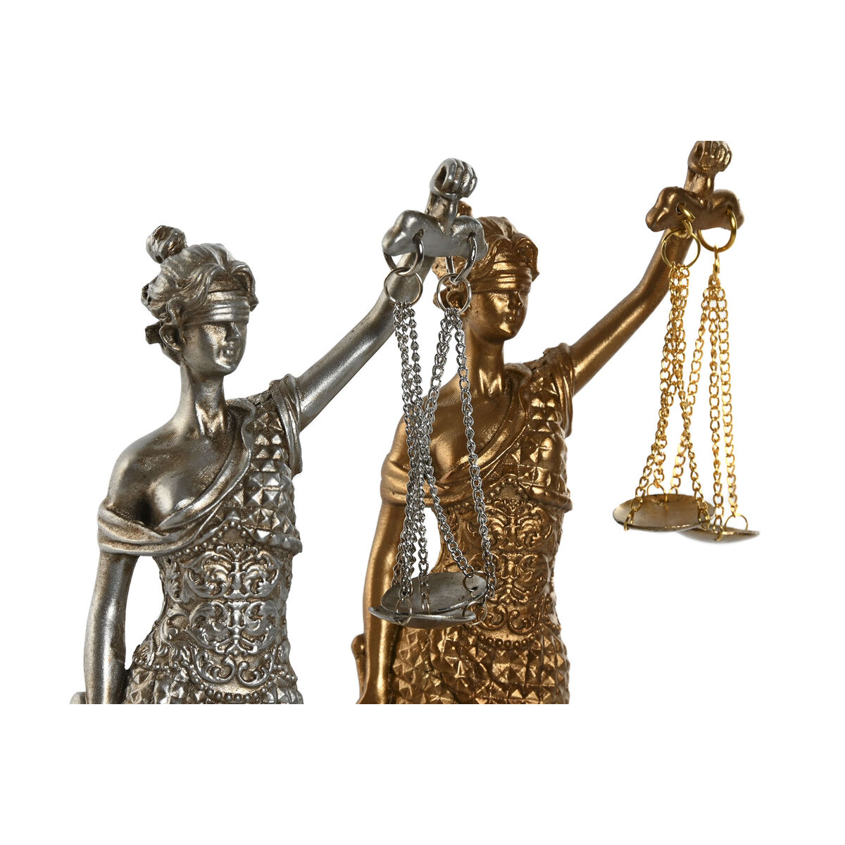 Statua Decorativa Home ESPRIT Dorato Argentato Resina 8,5 x 7,5 x 25 cm (2 Unità) 3 S3058589_1