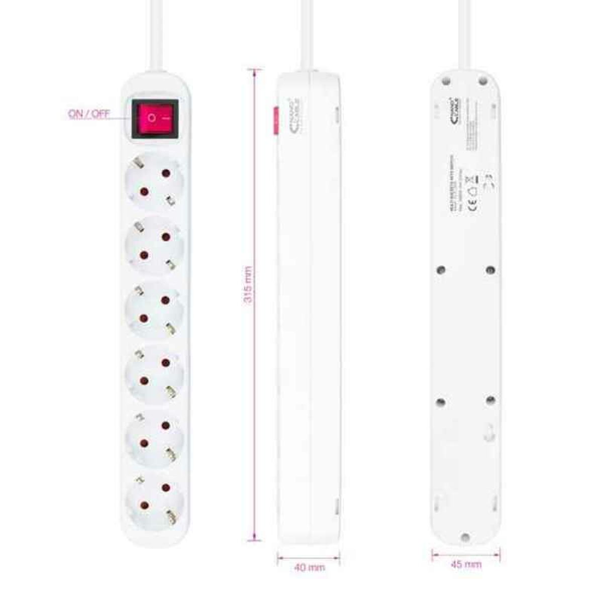 Ciabatta Multipresa NANOCABLE Regleta de enchufes de 6 tomas con interruptor, 1.4 metros Blanca 3 S0230827_1