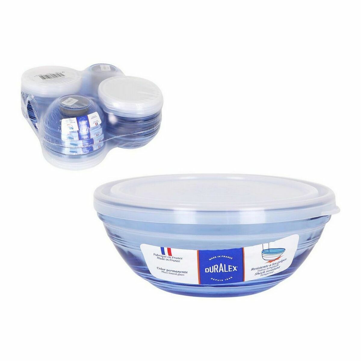 Porta Pranzo Rotondo con Coperchio Duralex Cristallo Azzurro Ø 14 cm (16 Unità) 4 S2226513_2