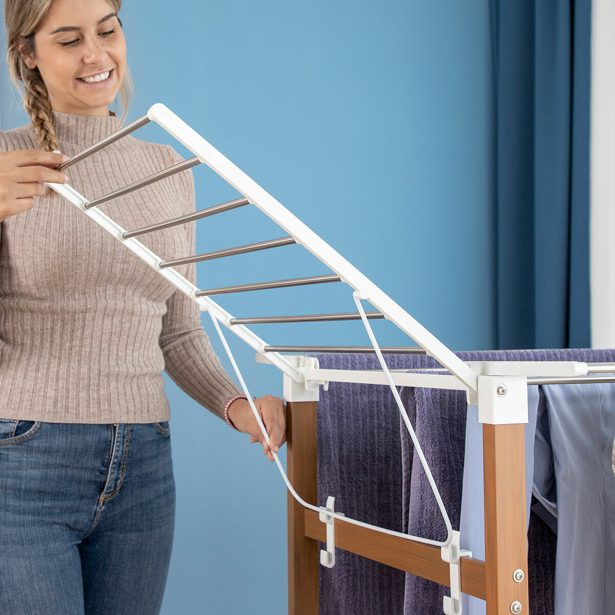Stendibancheria Verticale Pieghevole con Ruote Dreeyl InnovaGoods 38 sbarre 4 V0103814_2