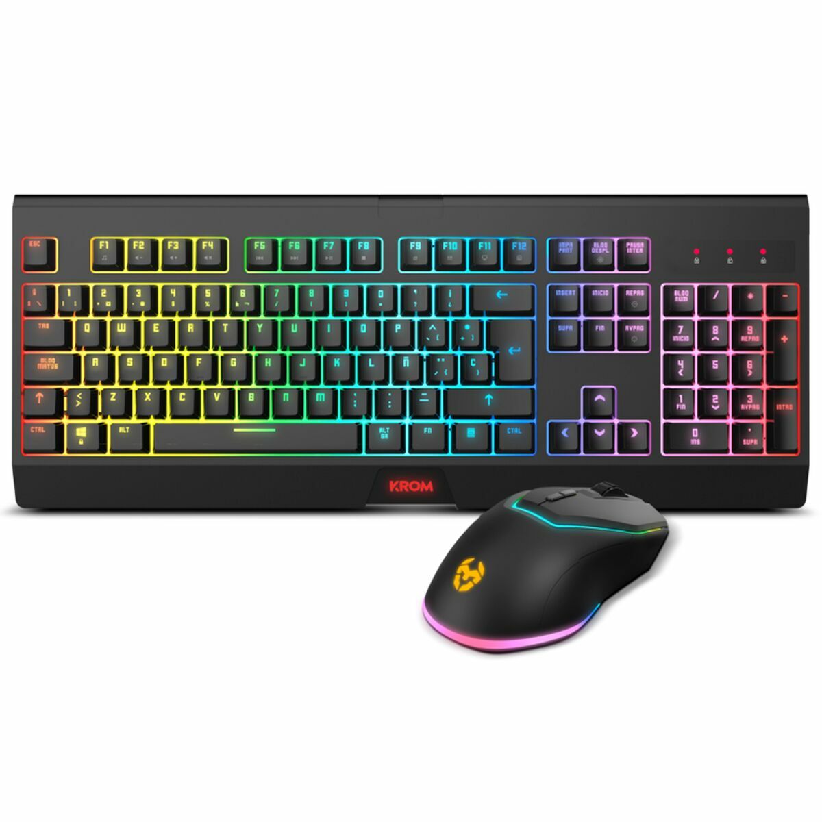 Tastiera e Mouse Krom NXKROMKBLSP Nero Multicolore Qwerty in Spagnolo 2 S0238383_0