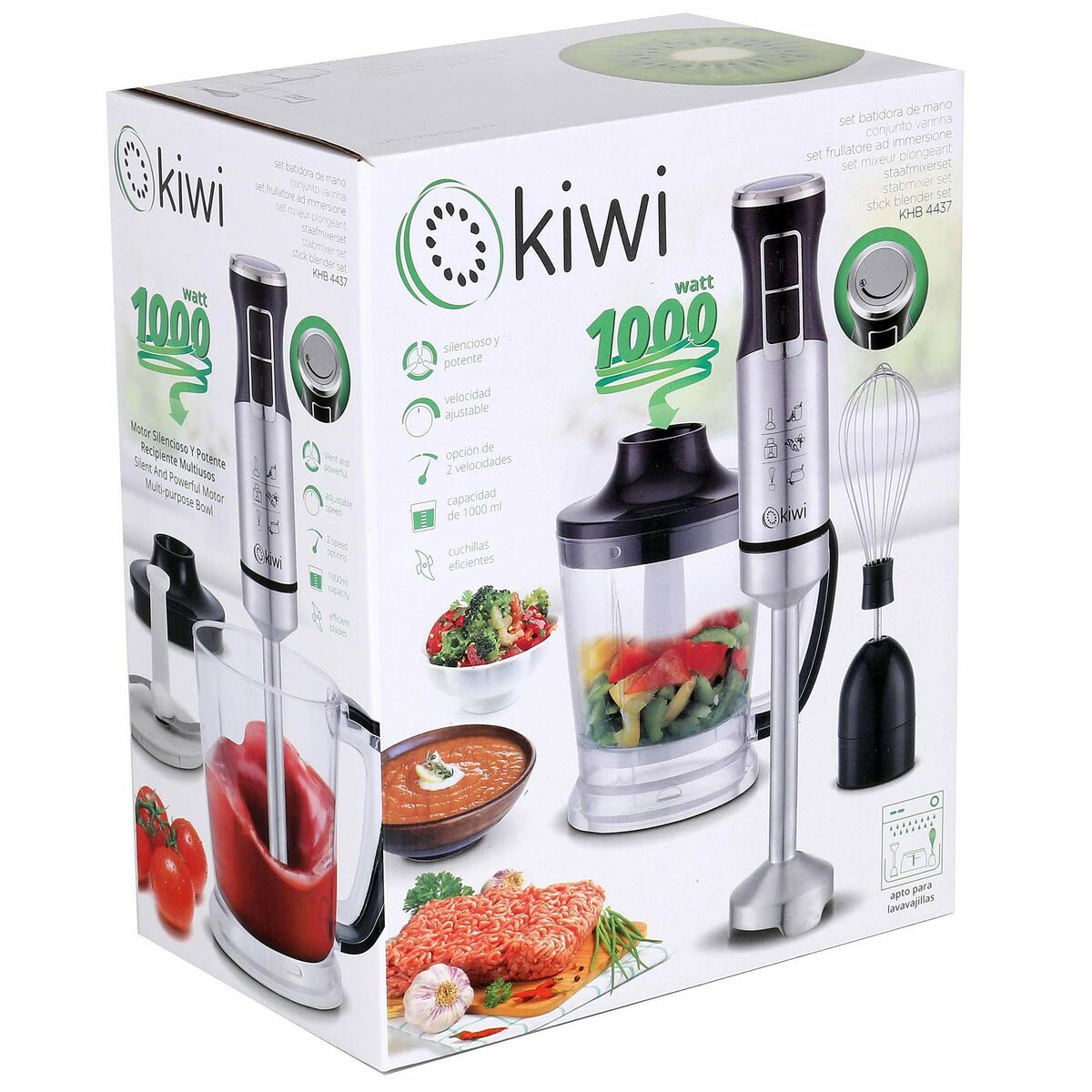 frullatore ad immersione Kiwi KHB-4437 1 L 1000W Acciaio inossidabile 3 S2201300_1