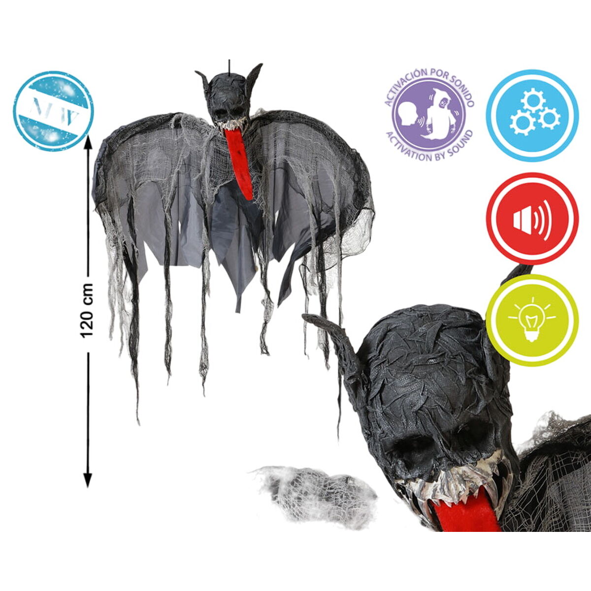 Decorazione per Halloween Pipistrello 19 x 120 x 110 cm 3 S1135698_1