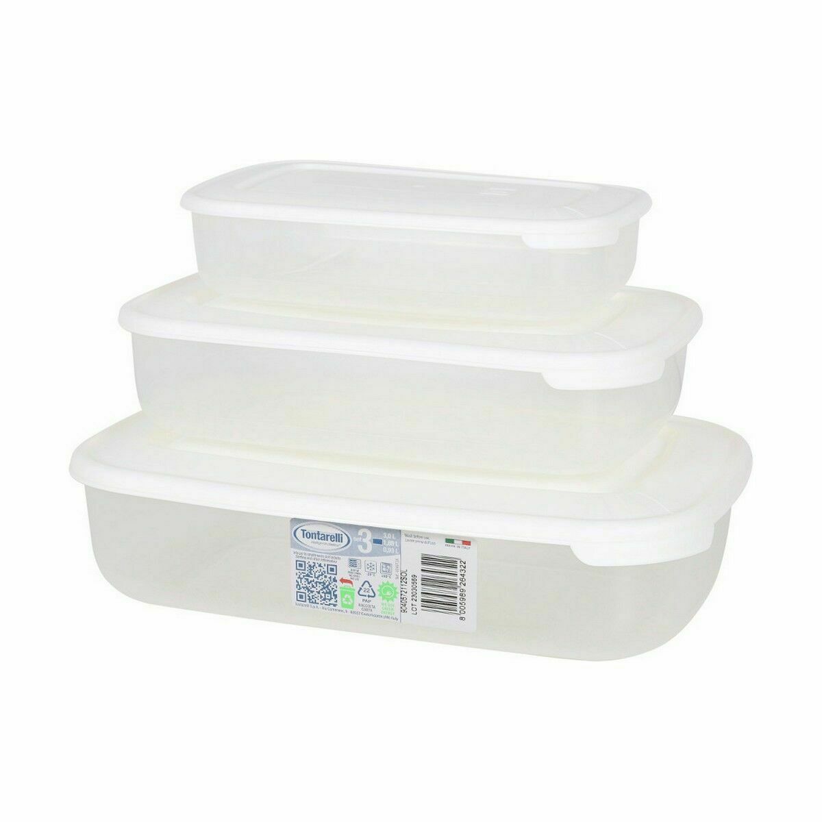 Set di 3 scatole porta pranzo Tontarelli Family Bianco Rettangolare 29,6 x 19,8 x 7,7 cm (20 Unità) 3 S2228576_1