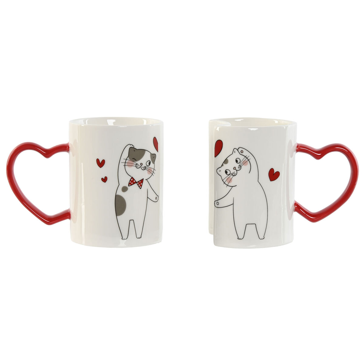 Set di 2 Tazze Mug Home ESPRIT Love Bianco Rosso Gatti 2 S3059294_0