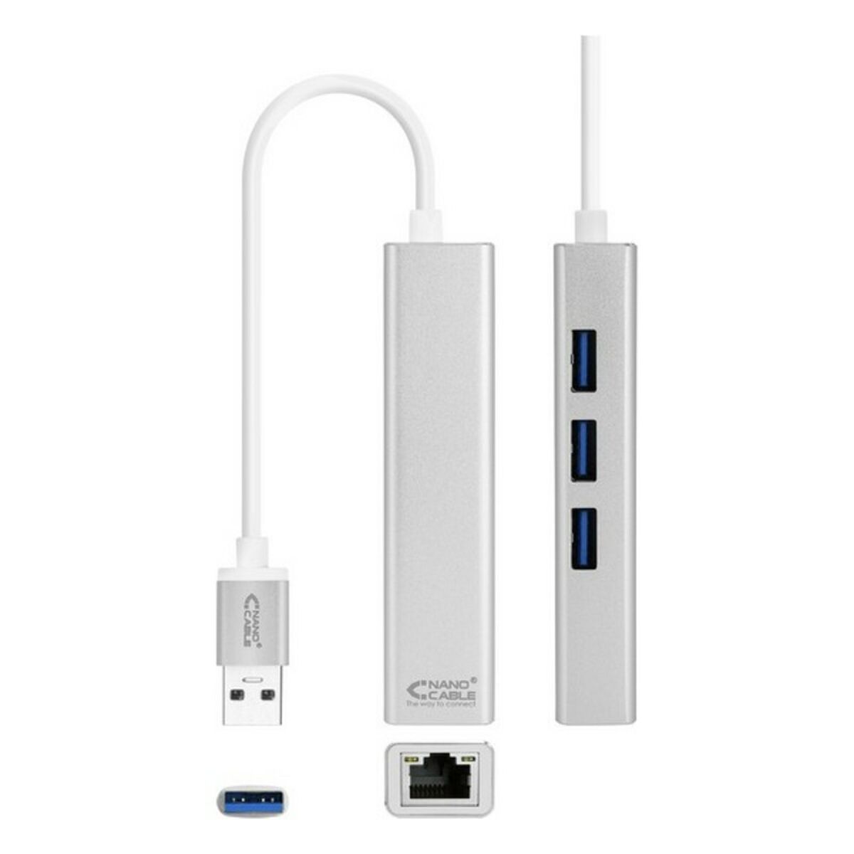 Adattatore di Rete USB 3.0 a Ethernet Gigabit NANOCABLE 10.03.0403 Argentato 4 S0225175_2