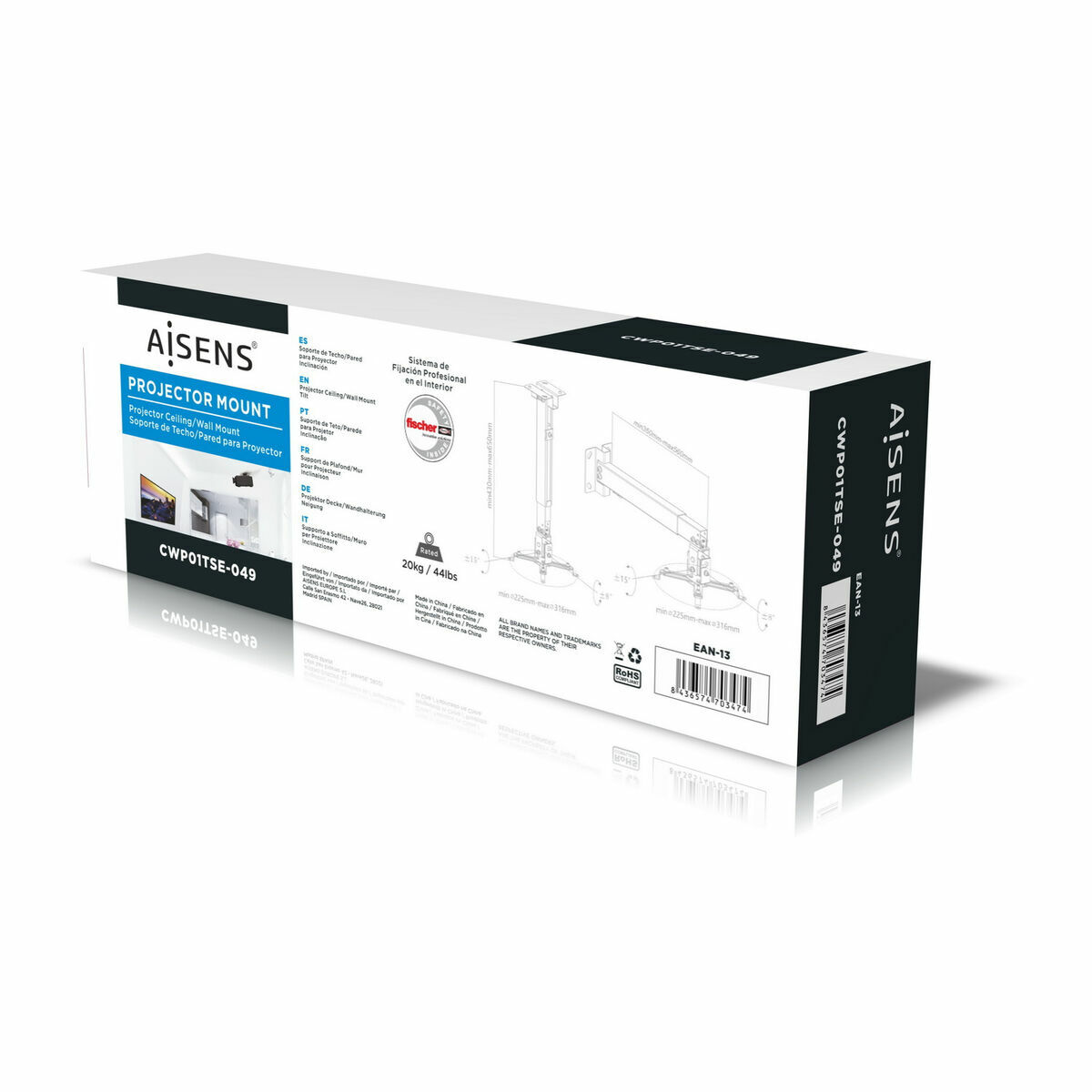 Supporto da Soffitto per Proiettore Aisens CWP01TSE-049 Bianco 8 S8425258_6