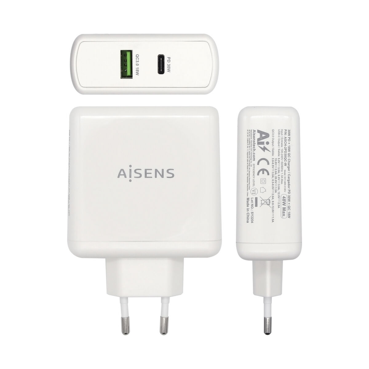 Caricabatterie USB da Parete Aisens PD 3.0 USB-C 48 W Bianco 4 S8400197_2