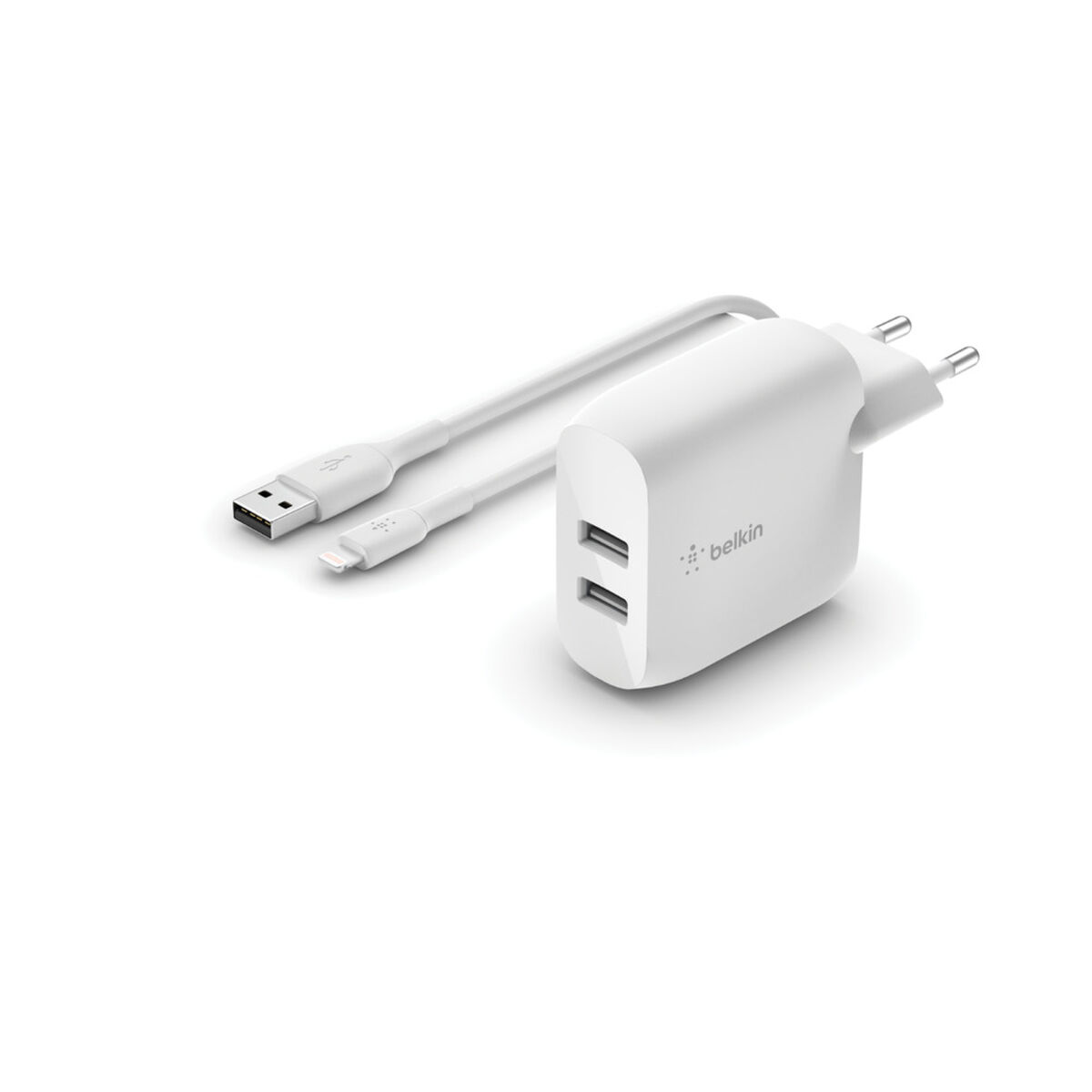 Caricabatterie da Parete + Cavo Lightning MFI Belkin Bianco 24 W 2 S7770992_0