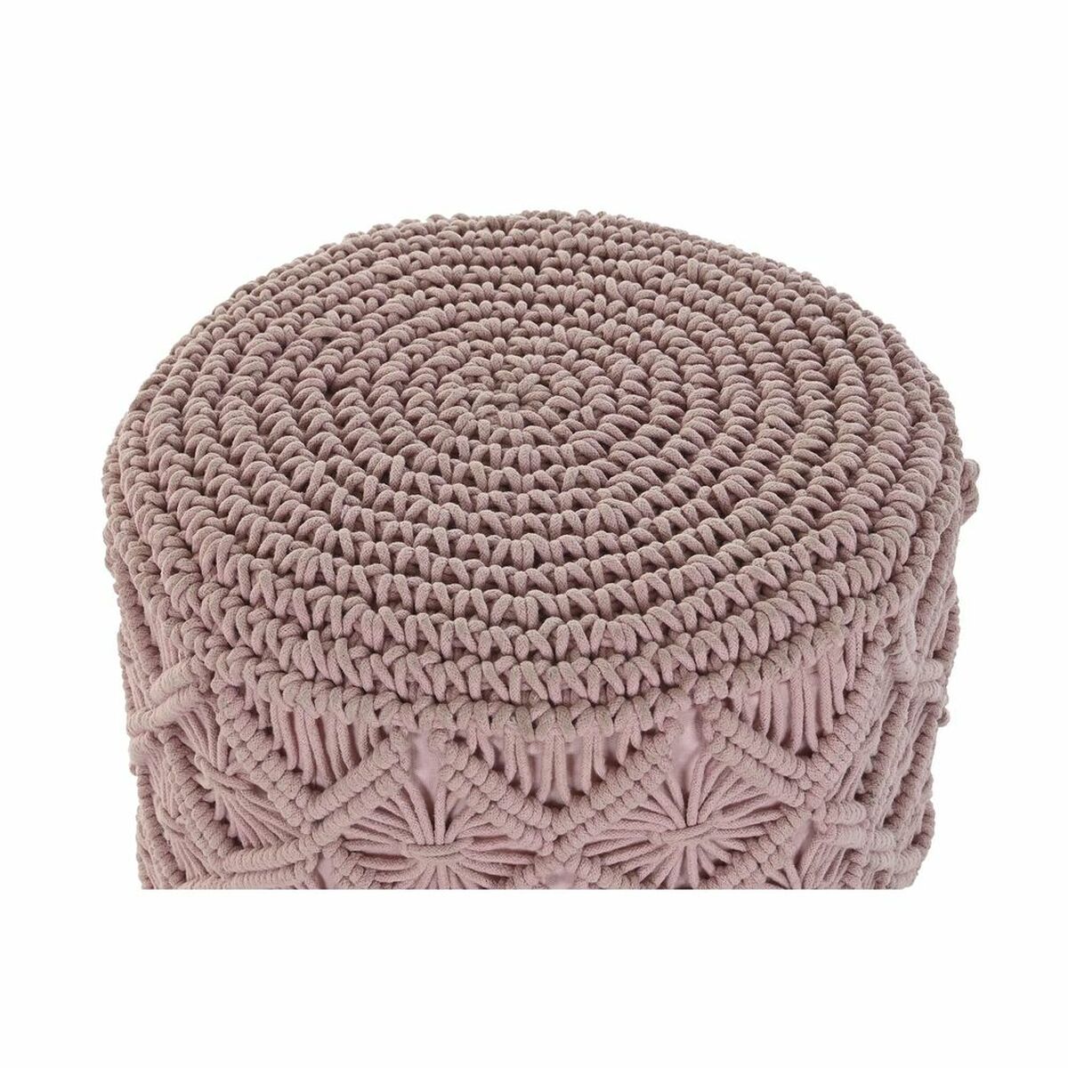 Poggiapiedi DKD Home Decor 43 x 43 x 51 cm Legno Marrone Rosa chiaro Macramé Boho 3 S3034408_1