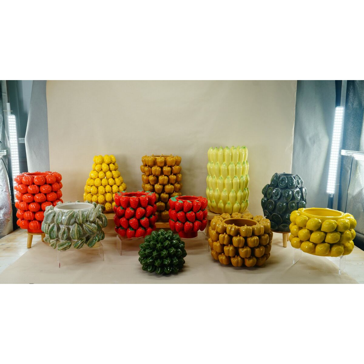 Vaso Home ESPRIT Giallo Ceramica Gres Tropicale 25 x 25 x 38 cm 5 S3056398_3