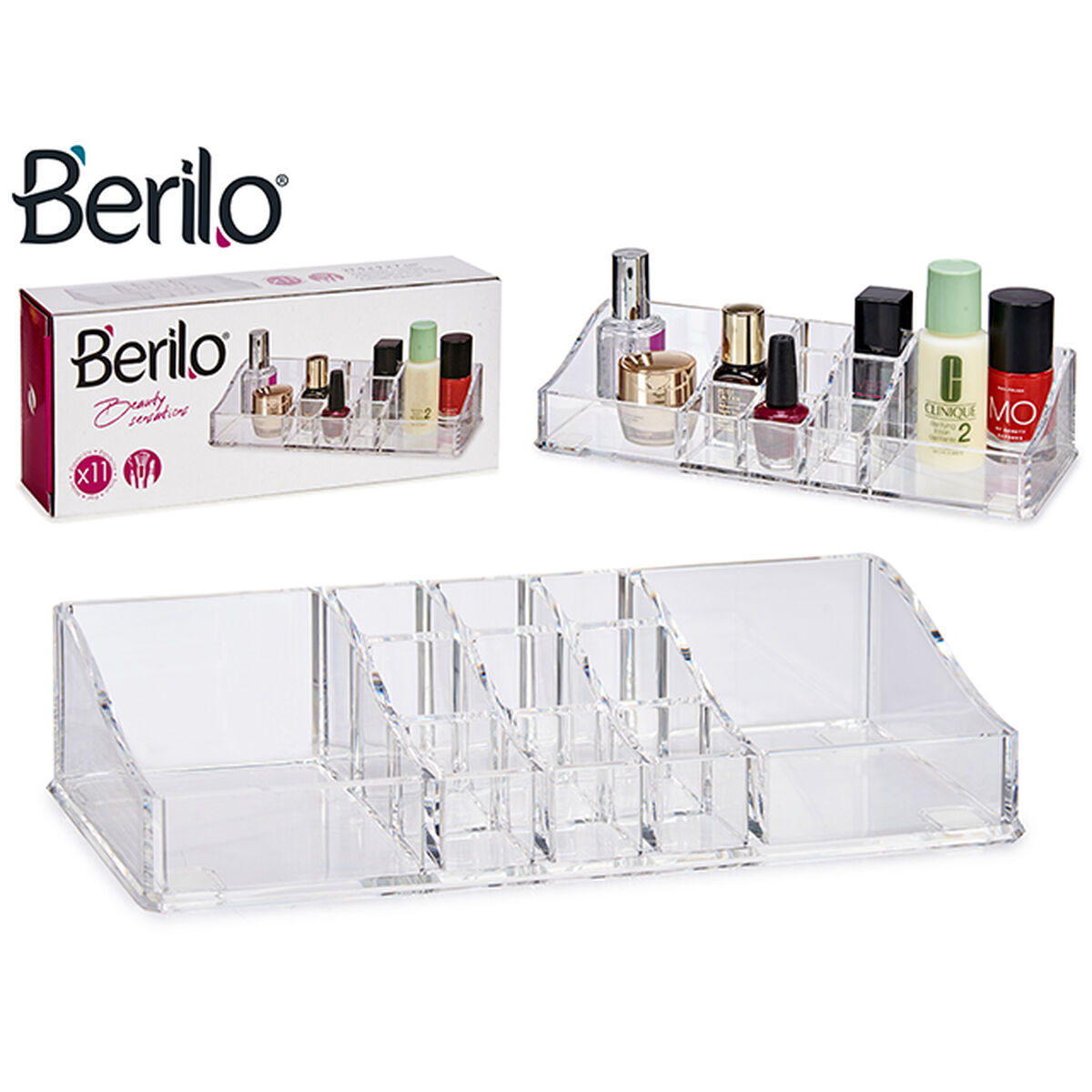 Organizer per trucchi Berilo Trasparente 9 x 4,5 x 22,7 cm 9 x 9 x 22,7 cm 3 S3601851_1