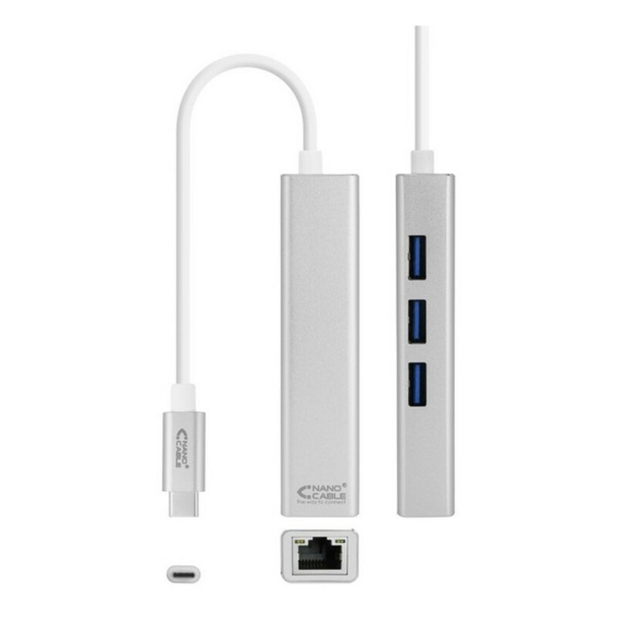 Adattatore di Rete USB 3.0 a Ethernet Gigabit NANOCABLE 10.03.0404 Argentato 2 S0225176_0