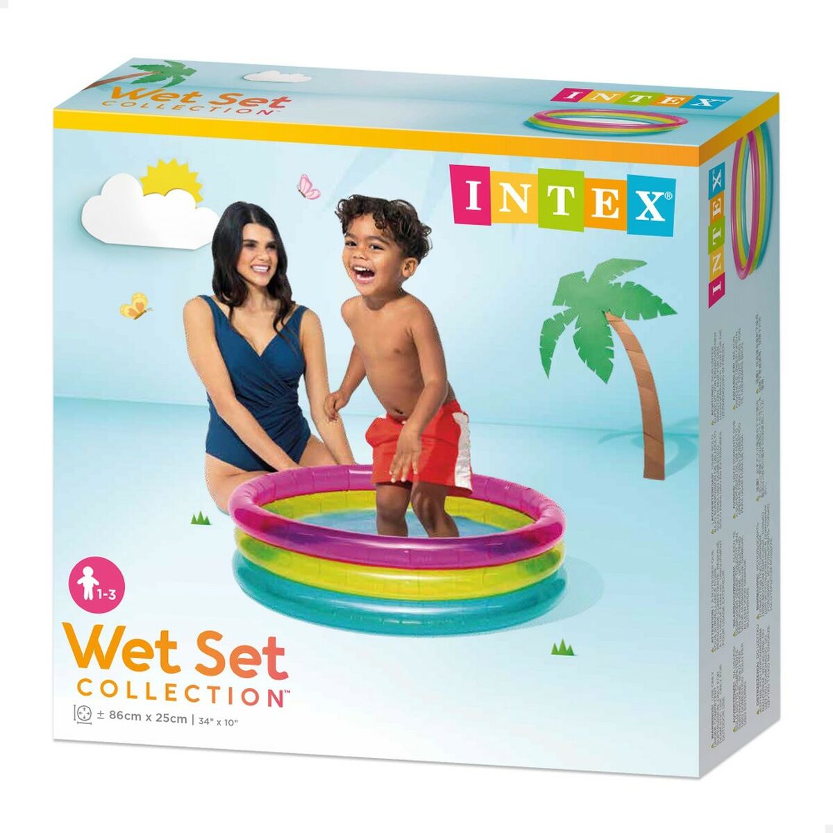 Piscina Gonfiabile per Bambini Intex Arcobaleno Anelli 63 L 86 x 25 x 86 cm (12 Unità) 5 S8901507_3