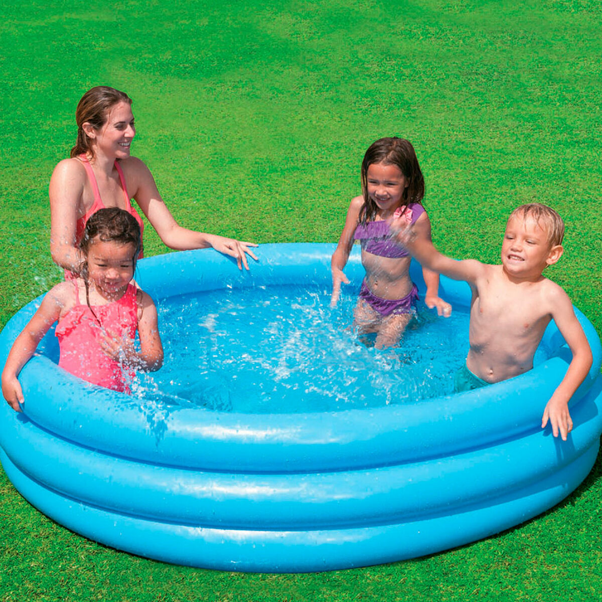 Piscina Gonfiabile per Bambini Intex Azzurro Anelli 581 L 168 x 40 cm (6 Unità) 4 S8901528_2