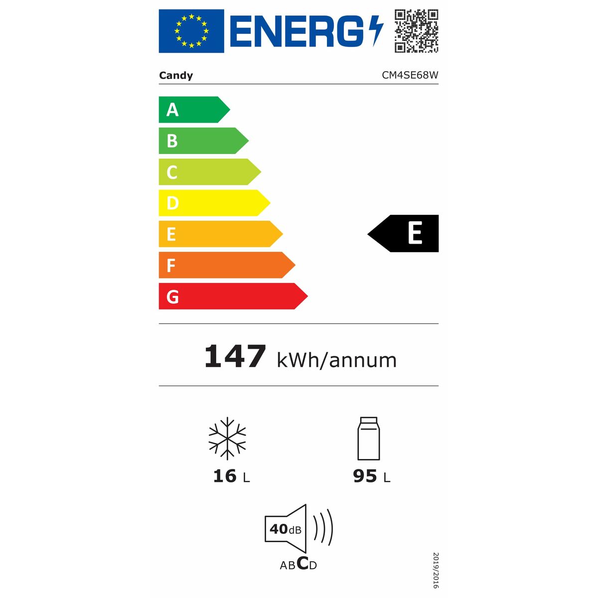 Frigorifero combinato Candy CM4SE68W Bianco 111 l 4 S0457883_2