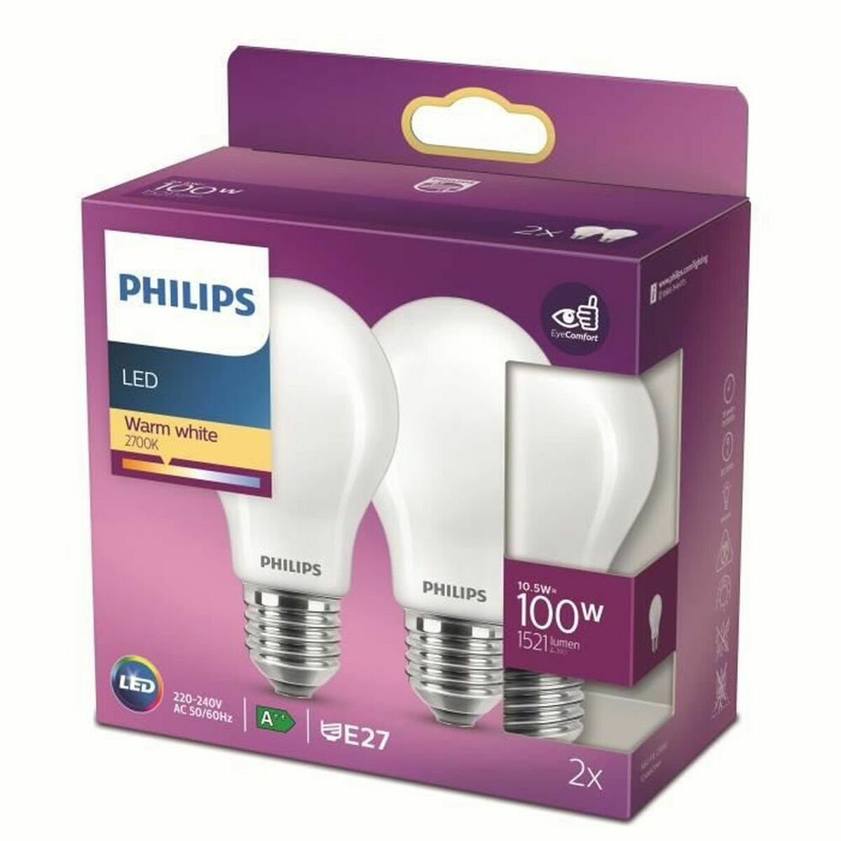 Lampadina LED Philips Equivalent 100 W E27 Bianco D (2700 K) (2 Unità) 4 S7104610_2