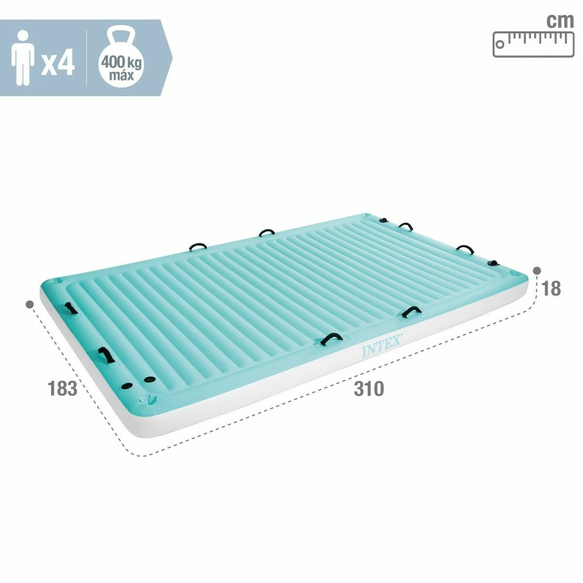 Materassino Gonfiabile Intex Water Lounge 310 x 183 cm Bianco Turchese 7 S2433427_5