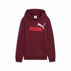 Felpa con Cappuccio da Bambina Puma Essentials 2 Color No. 1 Rosso Granato