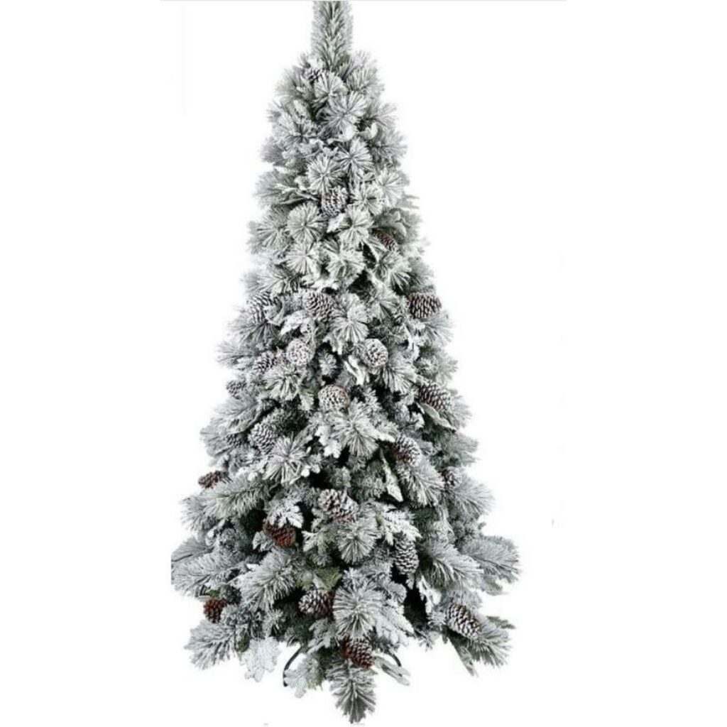 Albero di Natale Home ESPRIT Bianco PVC Alluminio Nevoso 94 X 94 X 150 CM