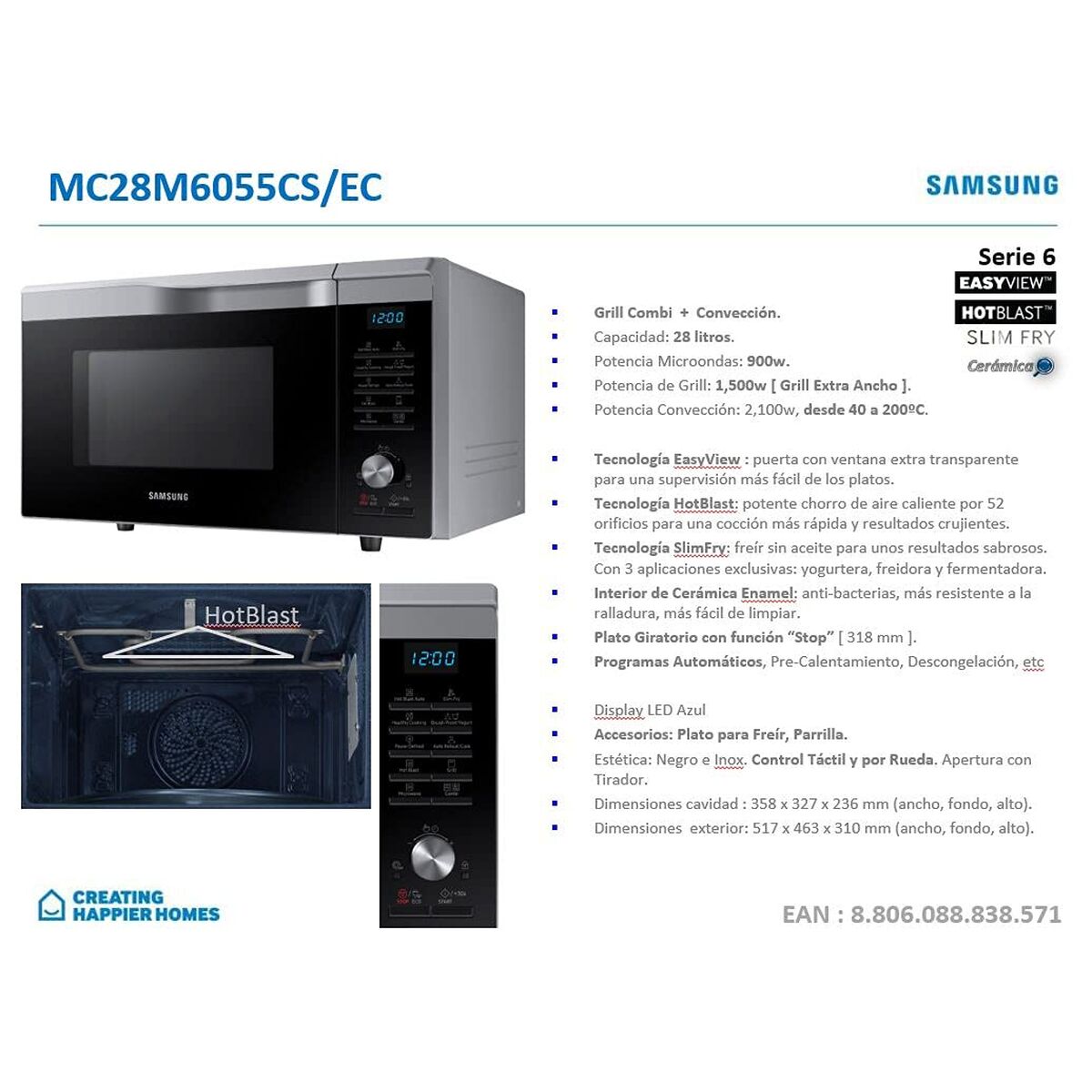 Microonde Samsung MC28M6055CS Nero Grigio 900 W 28 L (Ricondizionati C) 29 V0710069_27